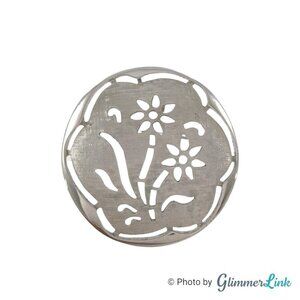 Vintage Sarah Coventry Round Floral Open Work Silver Tone Brooch Pendant